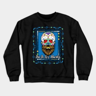 Day Of The Dead Sugar Skull Beard Blue Crewneck Sweatshirt